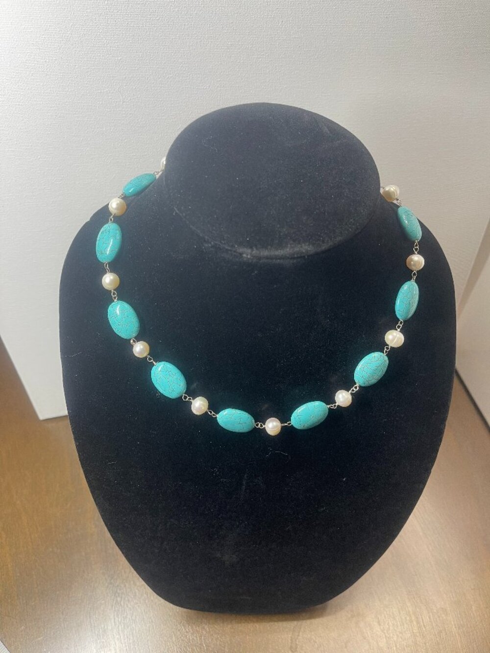 Turquoise and Pearl Statement Necklace